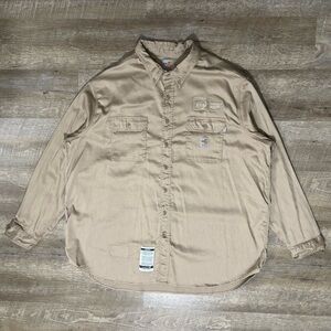 Carhartt Force Fire Resistant Work Shirt Mens 4XL Tan Button Up CAT 2 FLAW